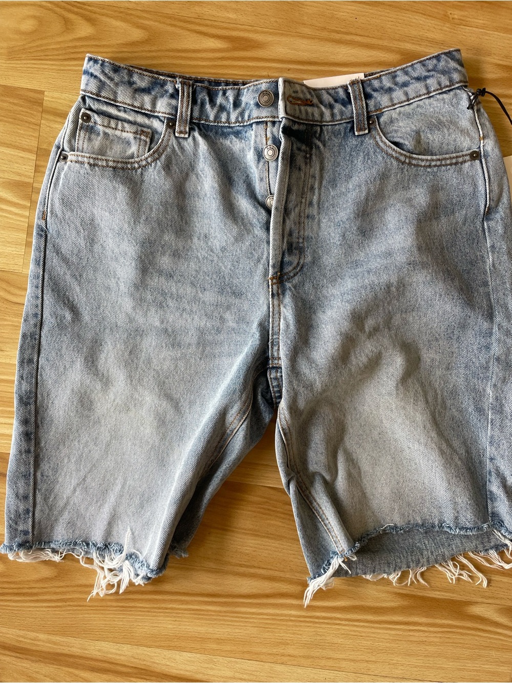 High-Rise Light Blue Denim Cutoff Shorts